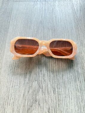 quay australia hyped up pink marble square retro y2k geometric sunglasses NEW